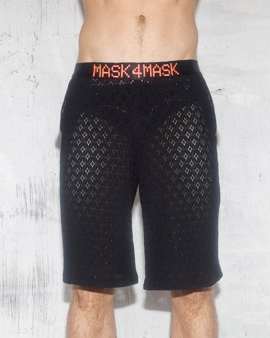 Men’s Black Lace Shorts with Mask4Mask Elastic - Strut in Style