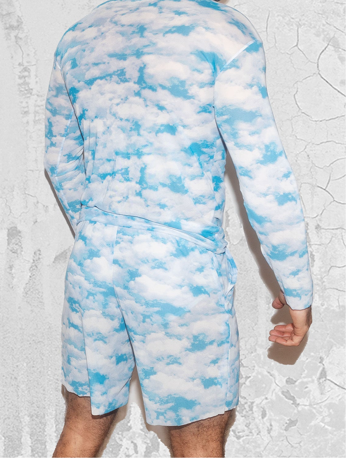 Men's Sky Clouds Pattern Mesh Shirt | Festival outfit