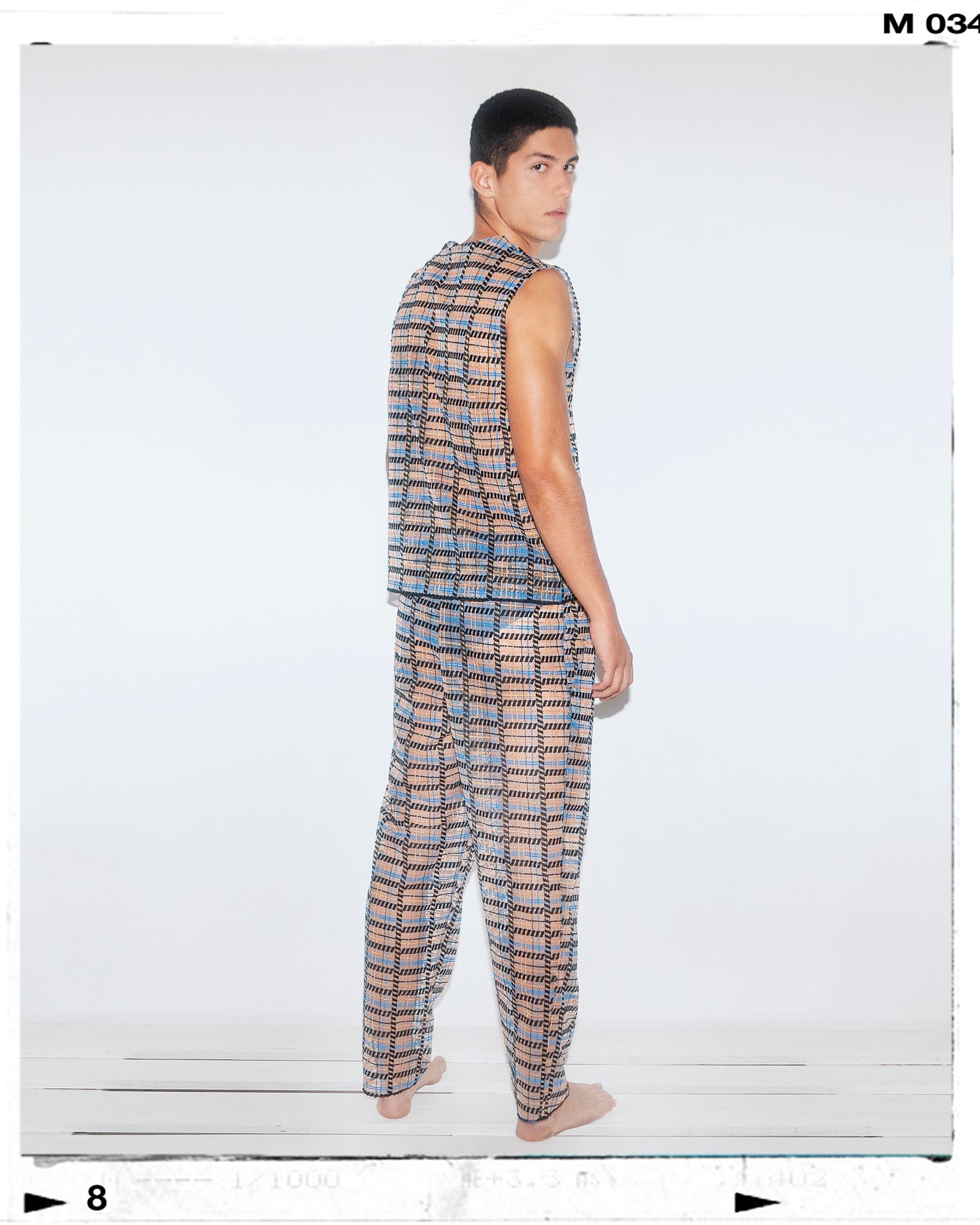 Men's Mykonos Sheer Mesh Summer Two-Piece Set: Shirt and Pants - Stylish, Breathable, Perfect for Summer Night