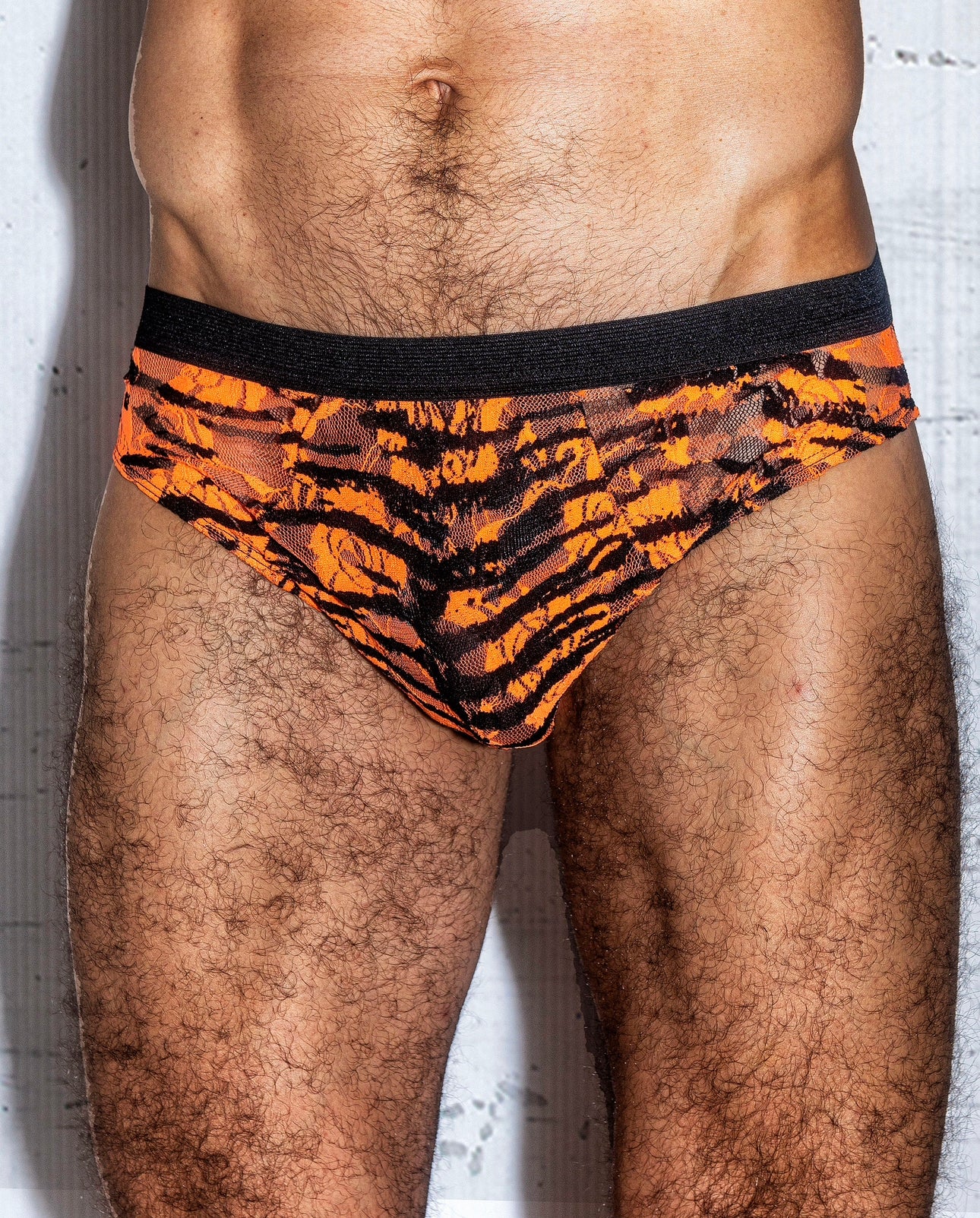 Men's Orange Zebra Lace Briefs Underwear
