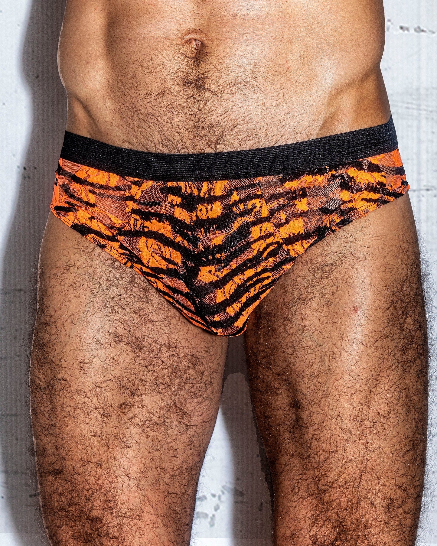 Men's Orange Zebra Lace Briefs Underwear
