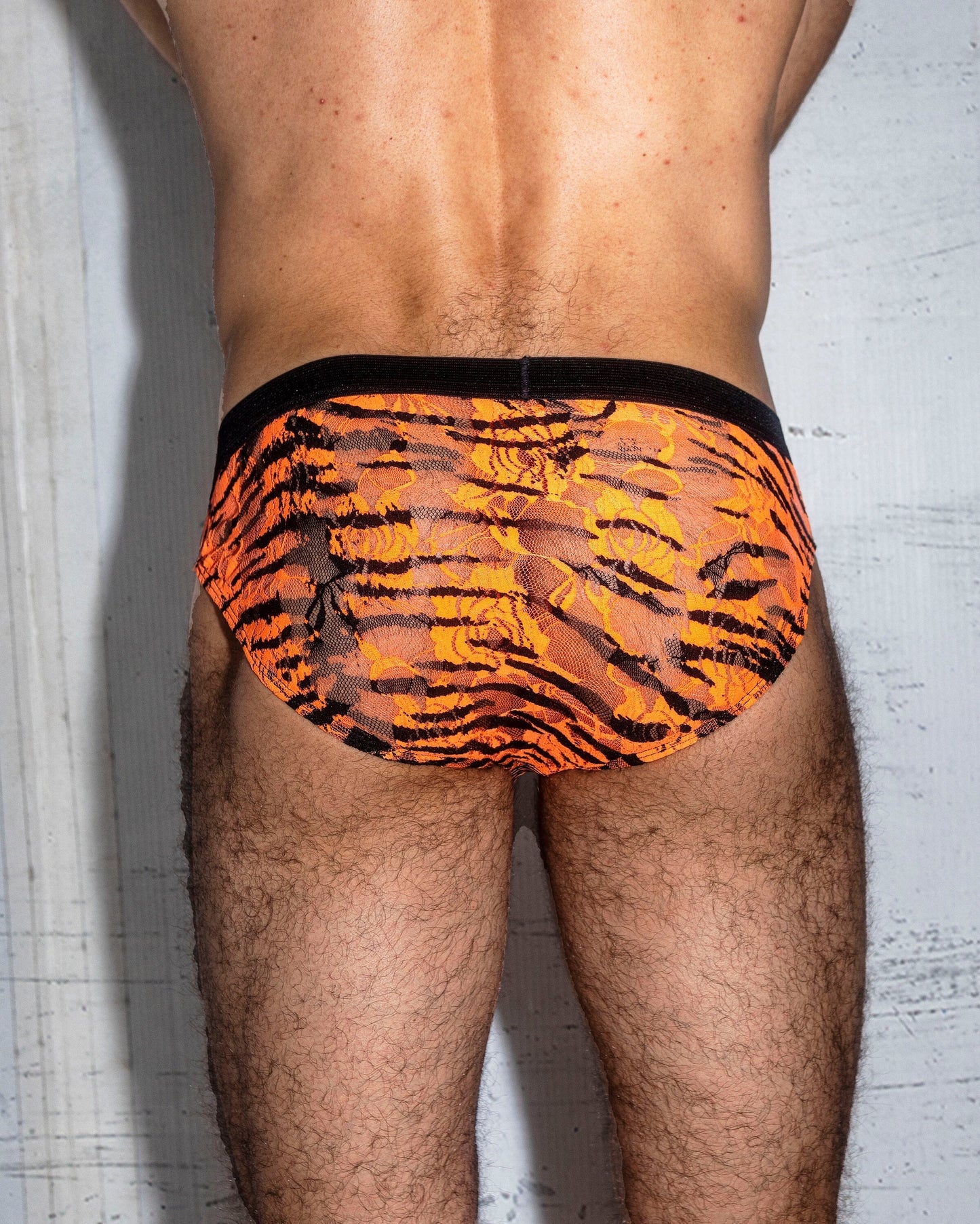 Men's Orange Zebra Lace Briefs Underwear