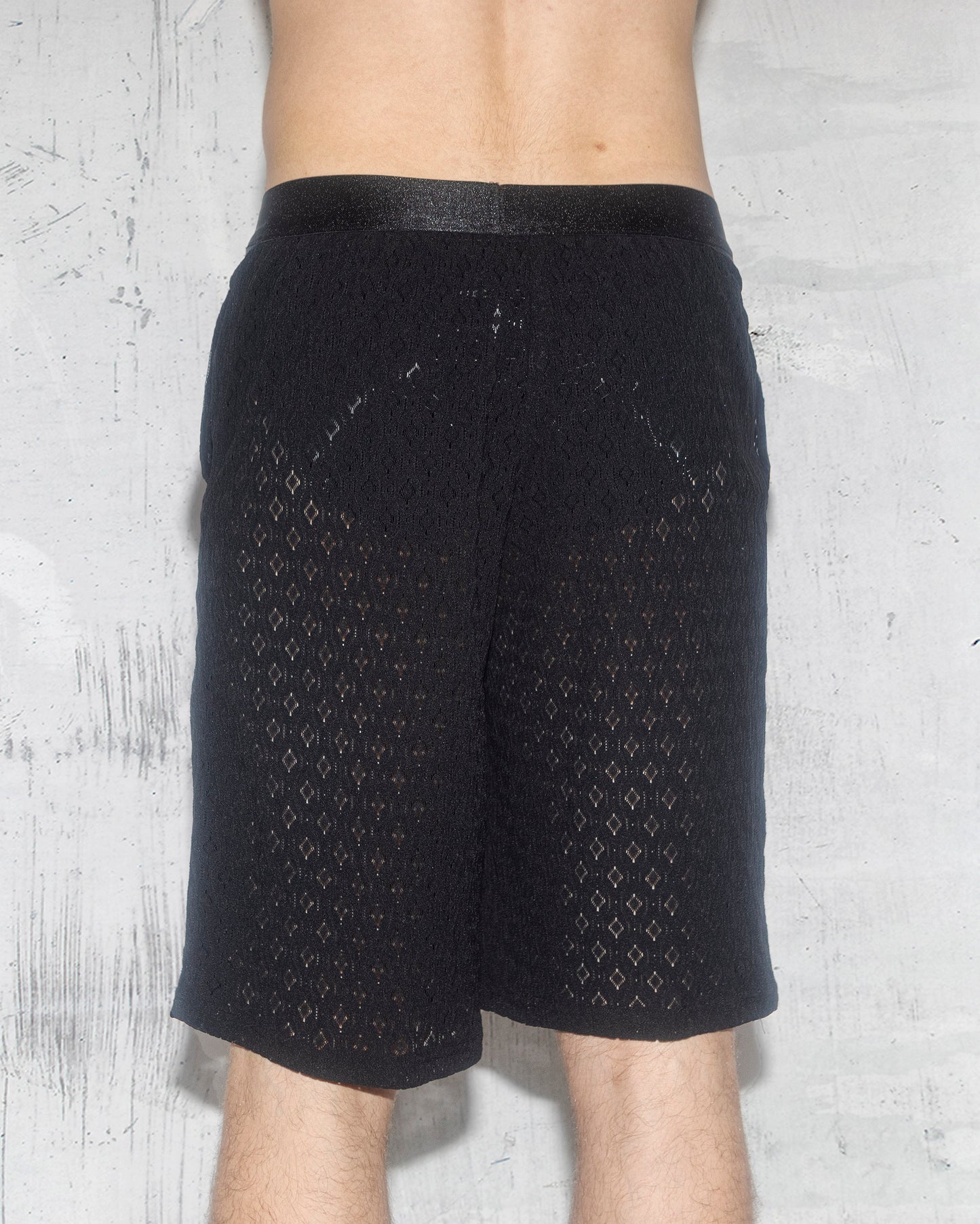 Men’s Black Lace Shorts with Mask4Mask Elastic - Strut in Style