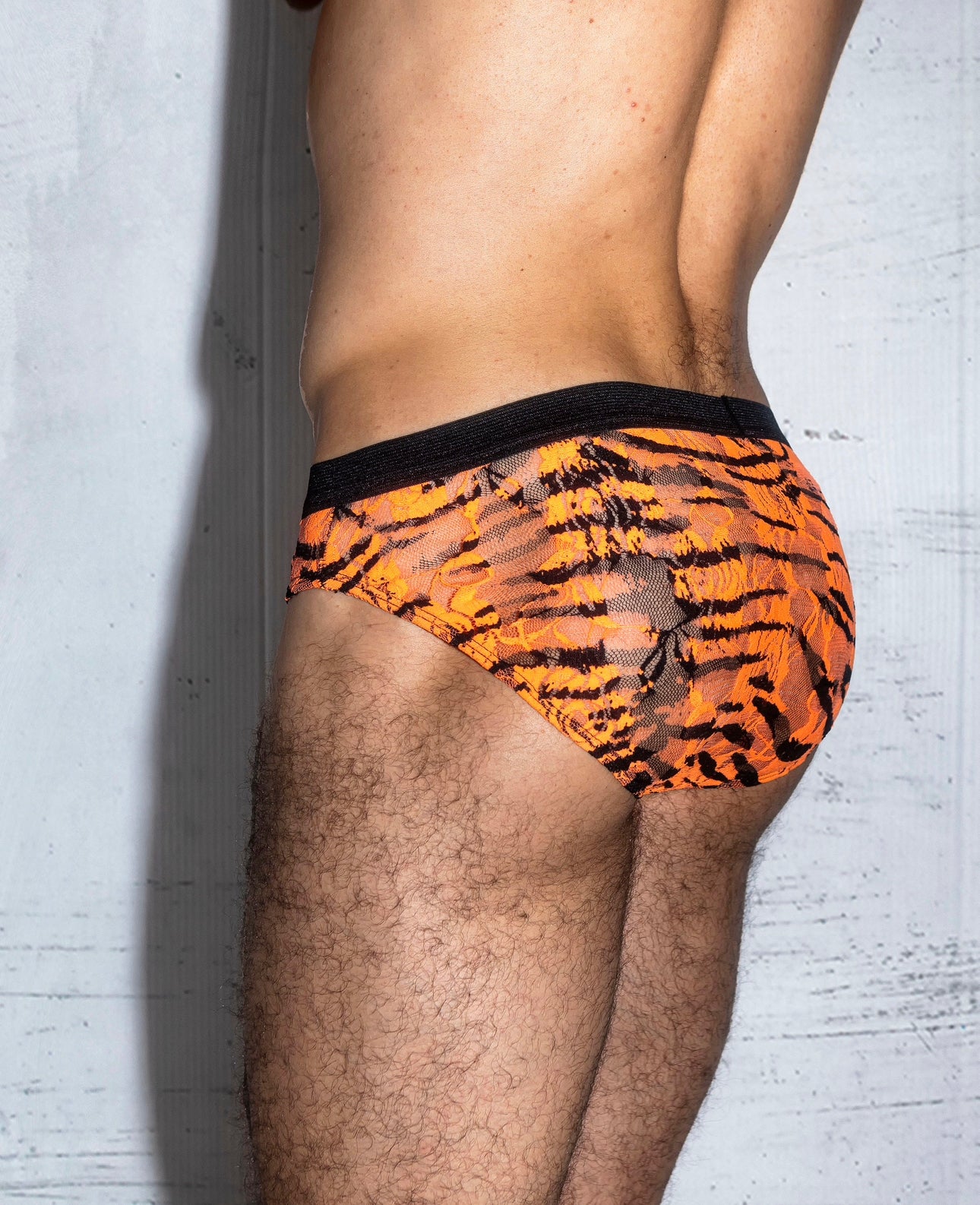 Men's Orange Zebra Lace Briefs Underwear