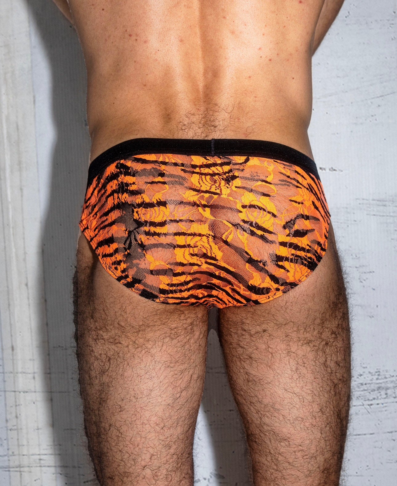 Men's Orange Zebra Lace Briefs Underwear