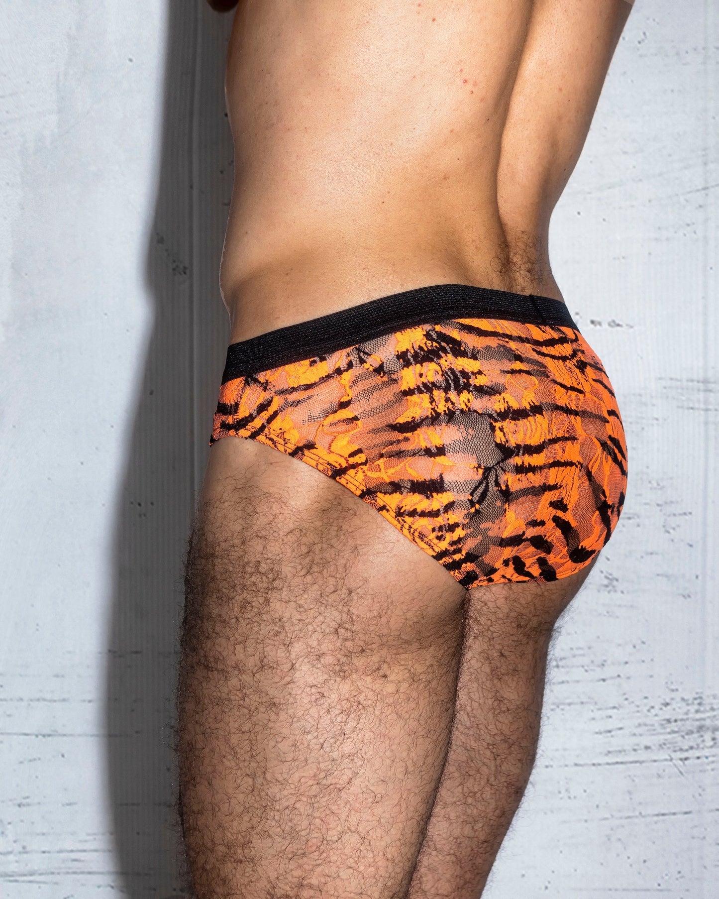 Men's Orange Zebra Lace Briefs Underwear
