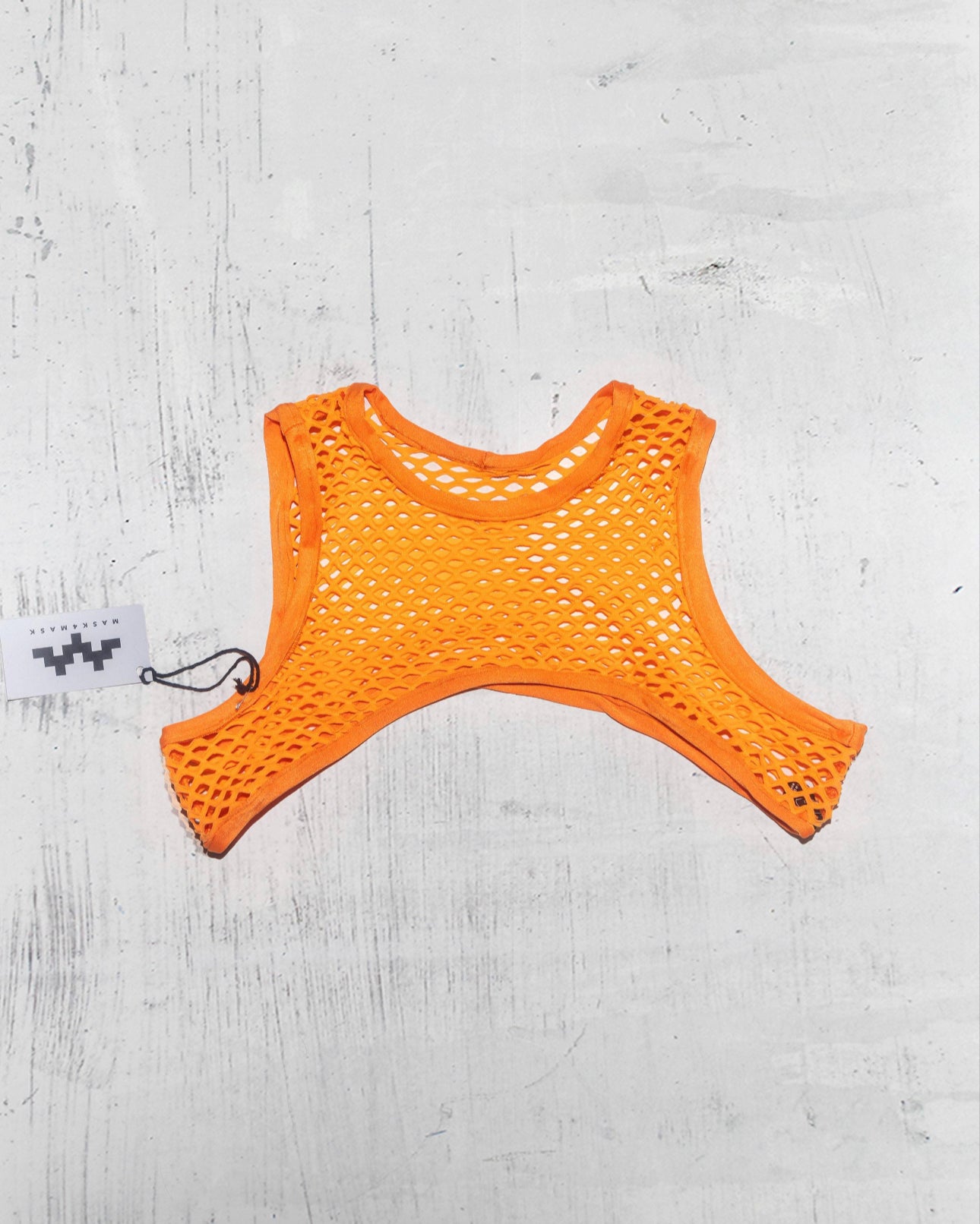 Men's Orange Elastic Fishnet Harness: Unleash Your Bold Side