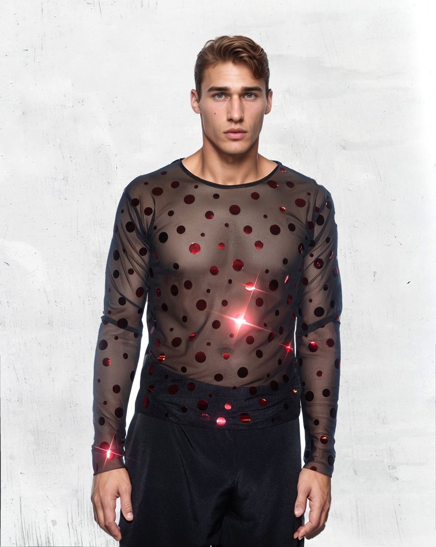 Red Dots Sparkly Men Mash Shirt