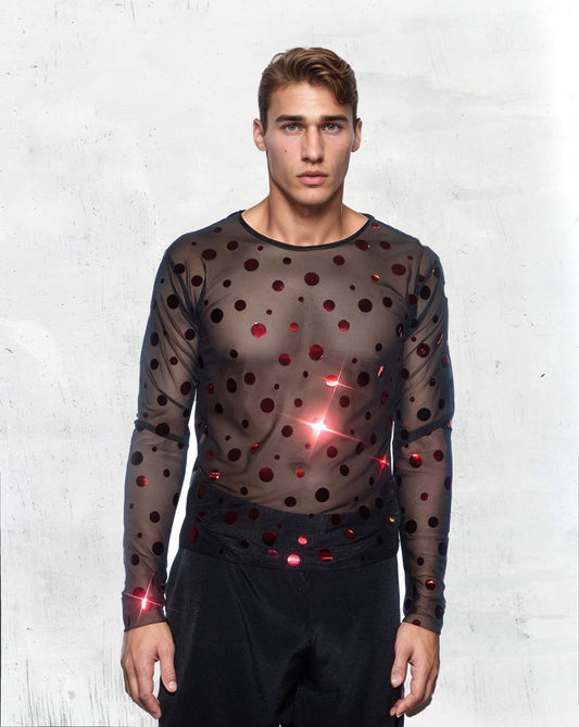 Red Dots Sparkly Men Mash Shirt