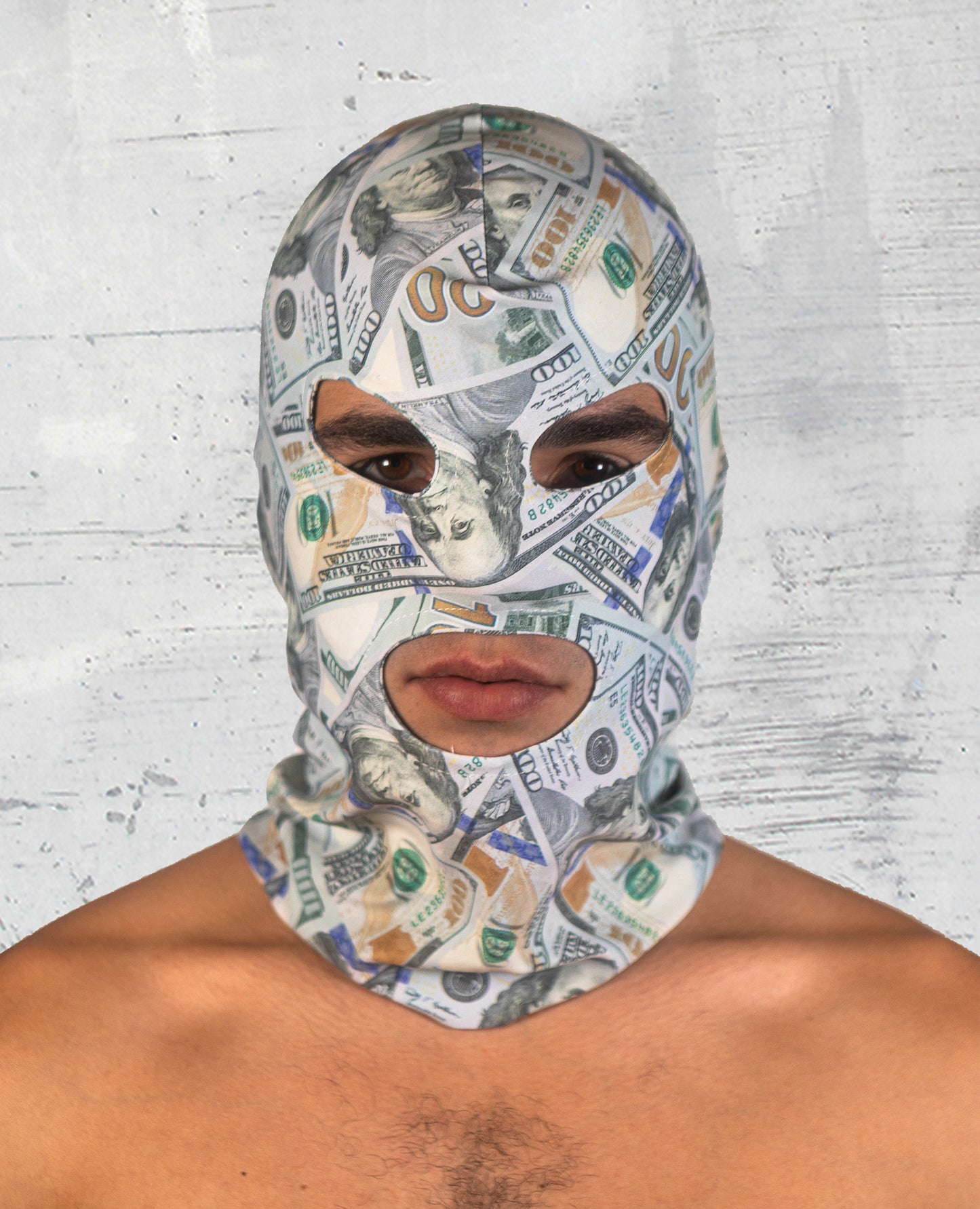 Money Pattern | Unisex Adult Eyes & Mouth Open Headgear Mask | 006