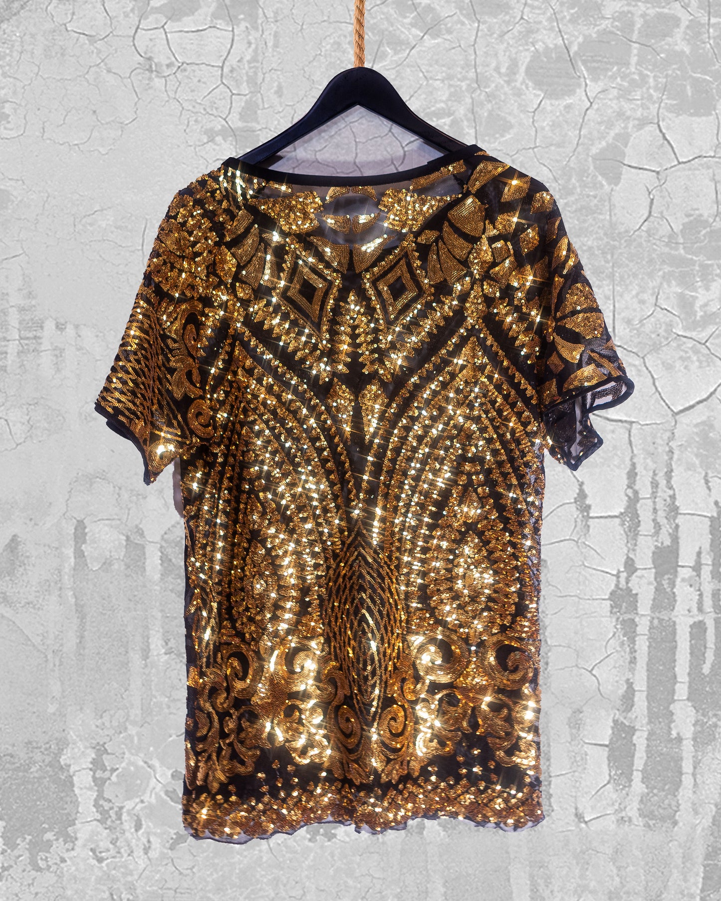 Men's Shiny Golden Sequins Shirt Active