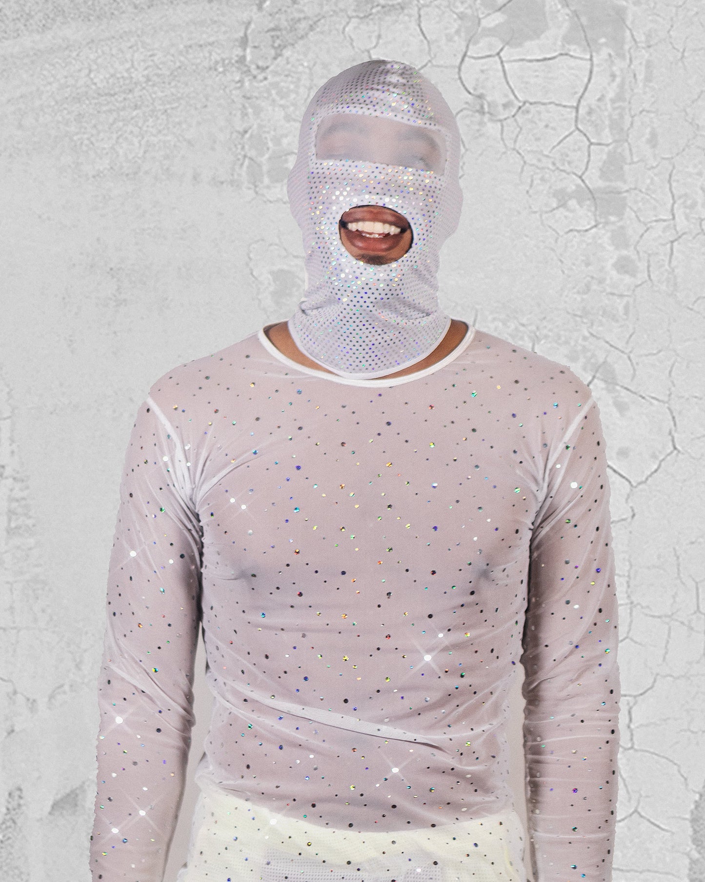 Men Party Sparkly Mesh Shirt