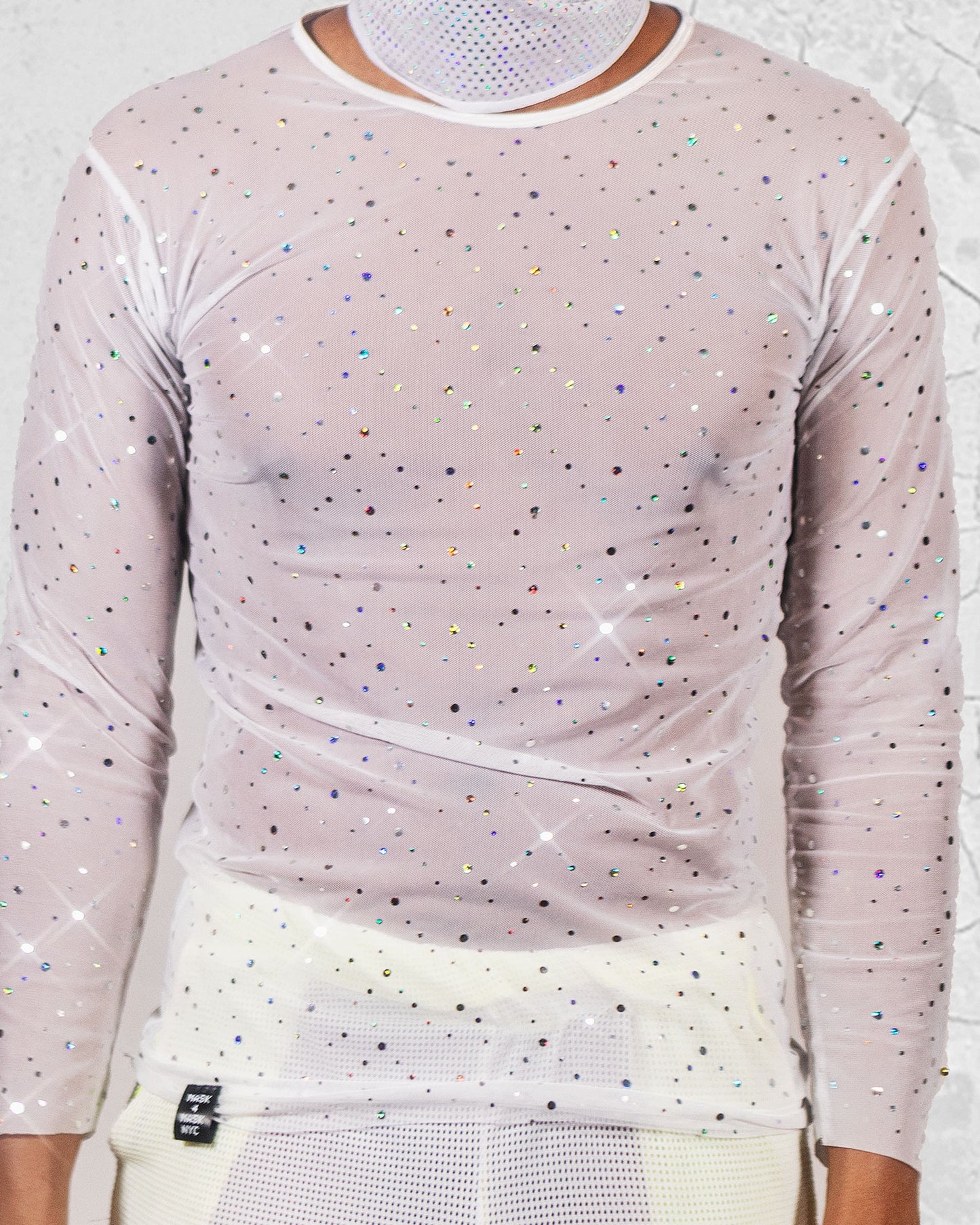 Men Party Sparkly Mesh Shirt