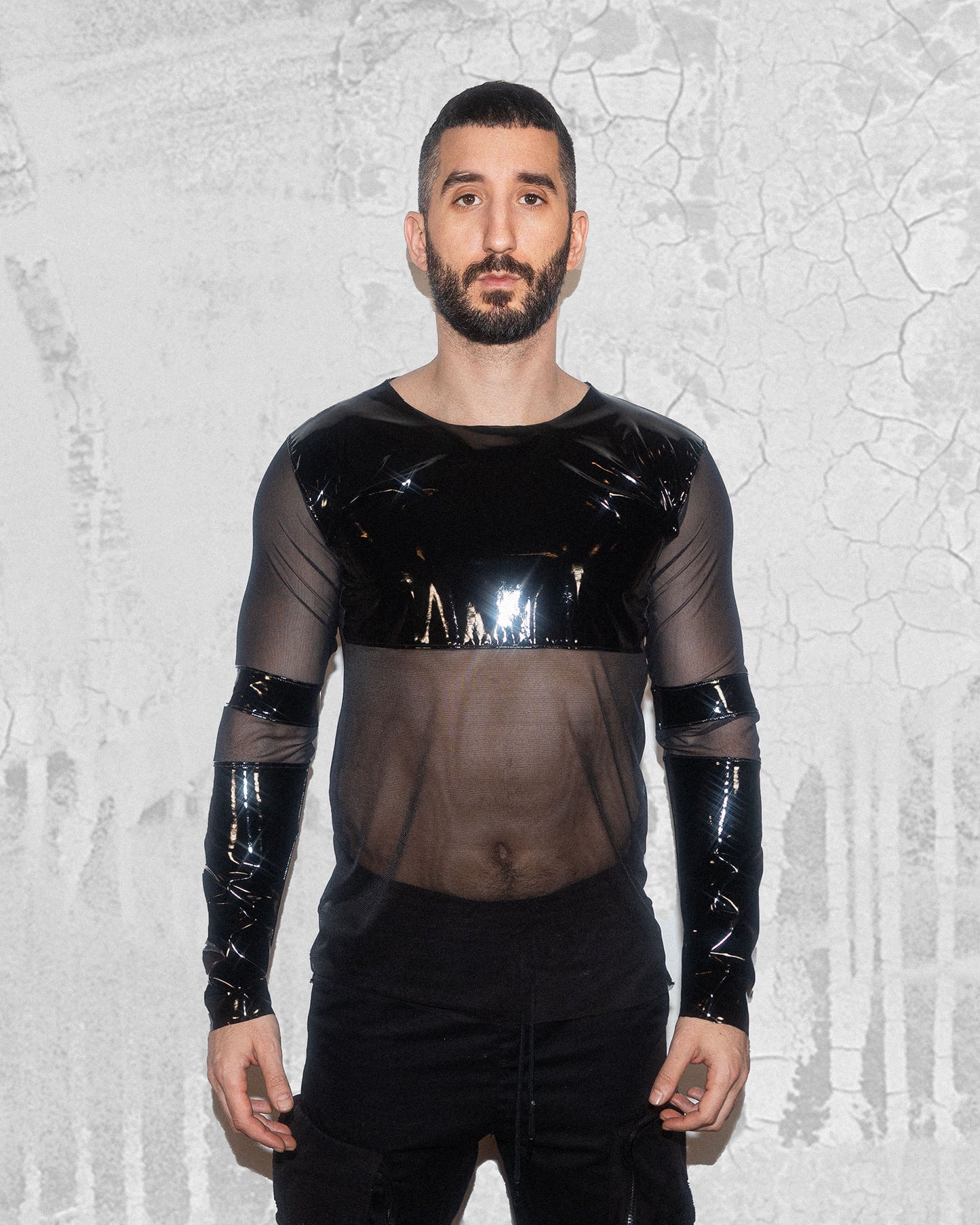 Men's Mash Vinyl Black Geometry Shirt