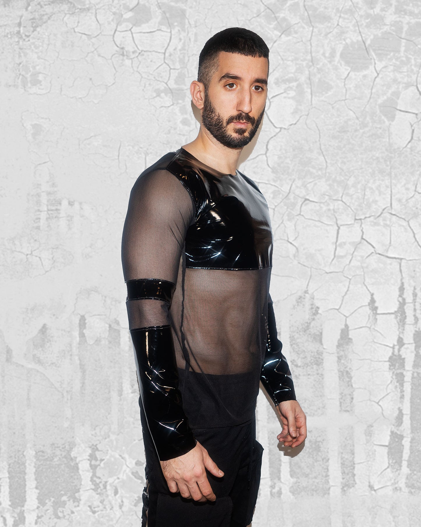 Men's Mash Vinyl Black Geometry Shirt
