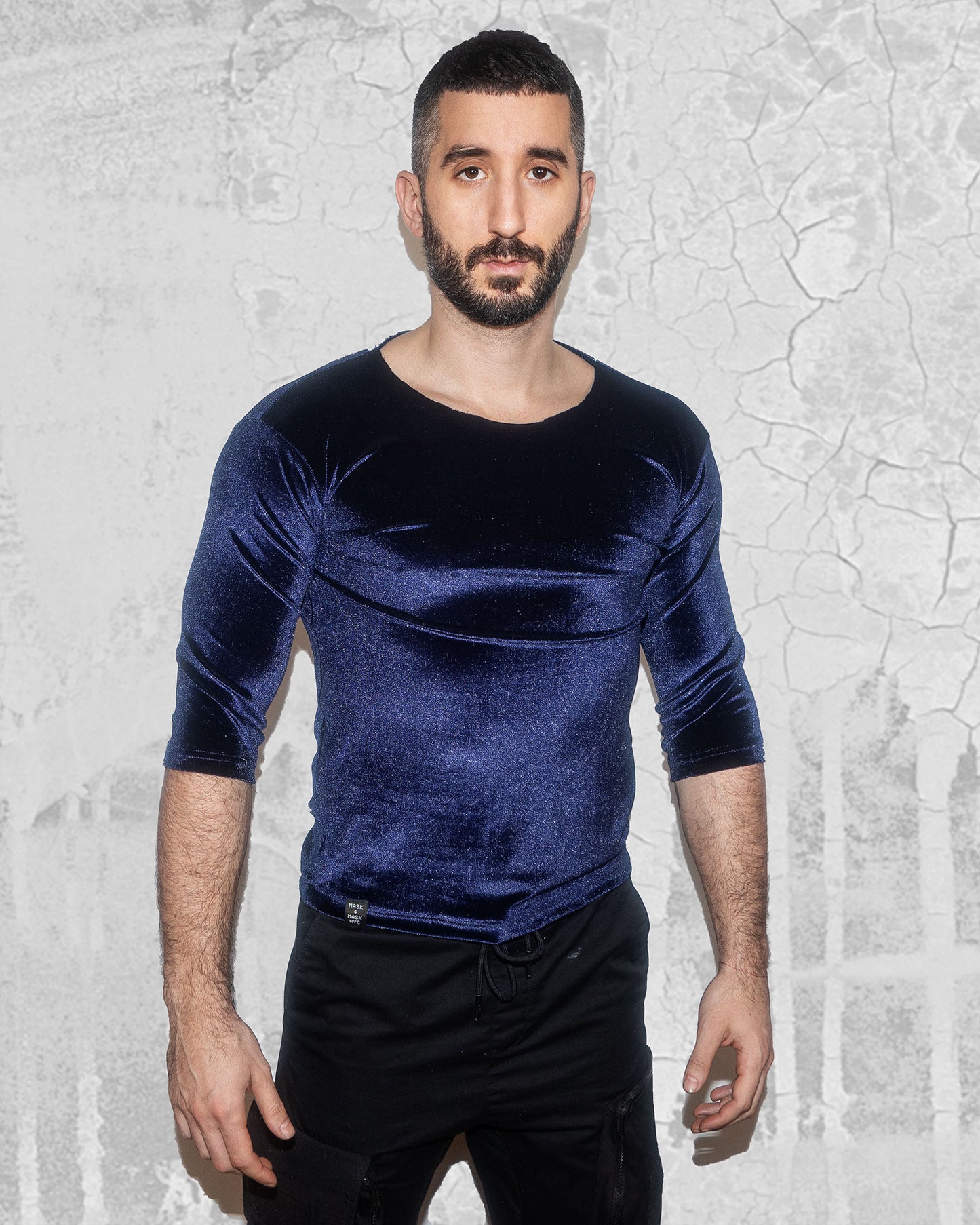 Mens Blue Velvet Shirt