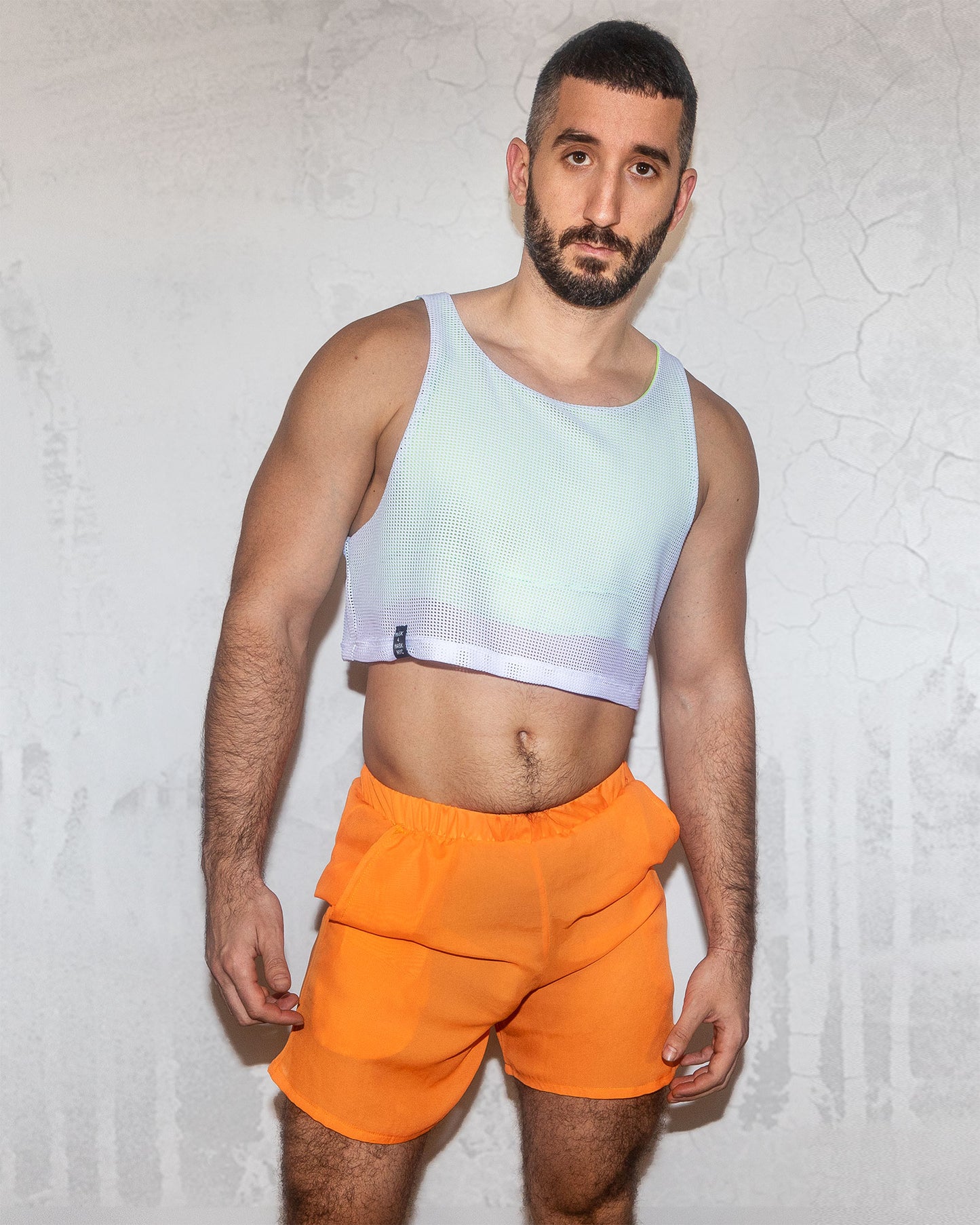 Orange See-True Chiffon Shorts for Men