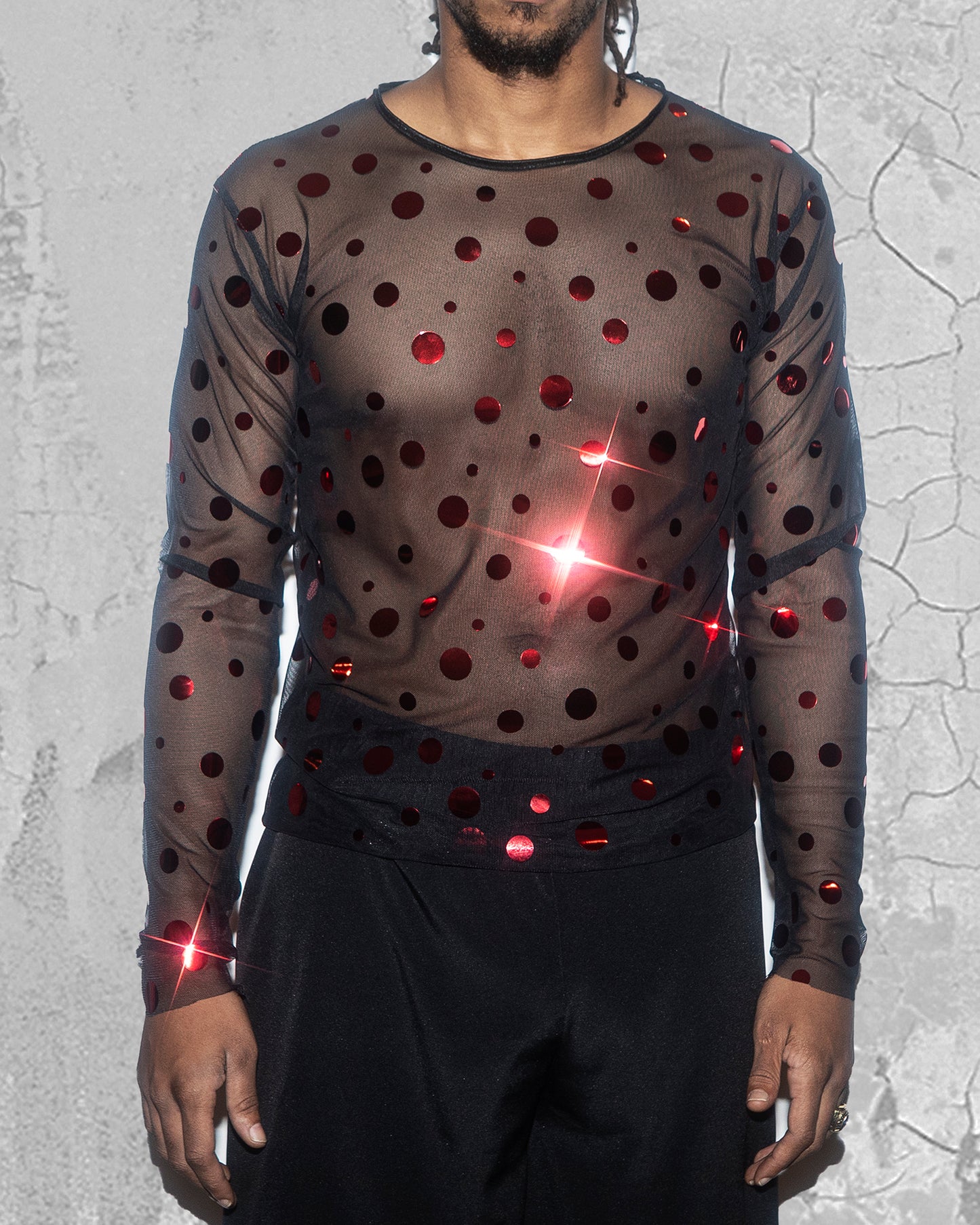Red Dots Sparkly Men Mash Shirt