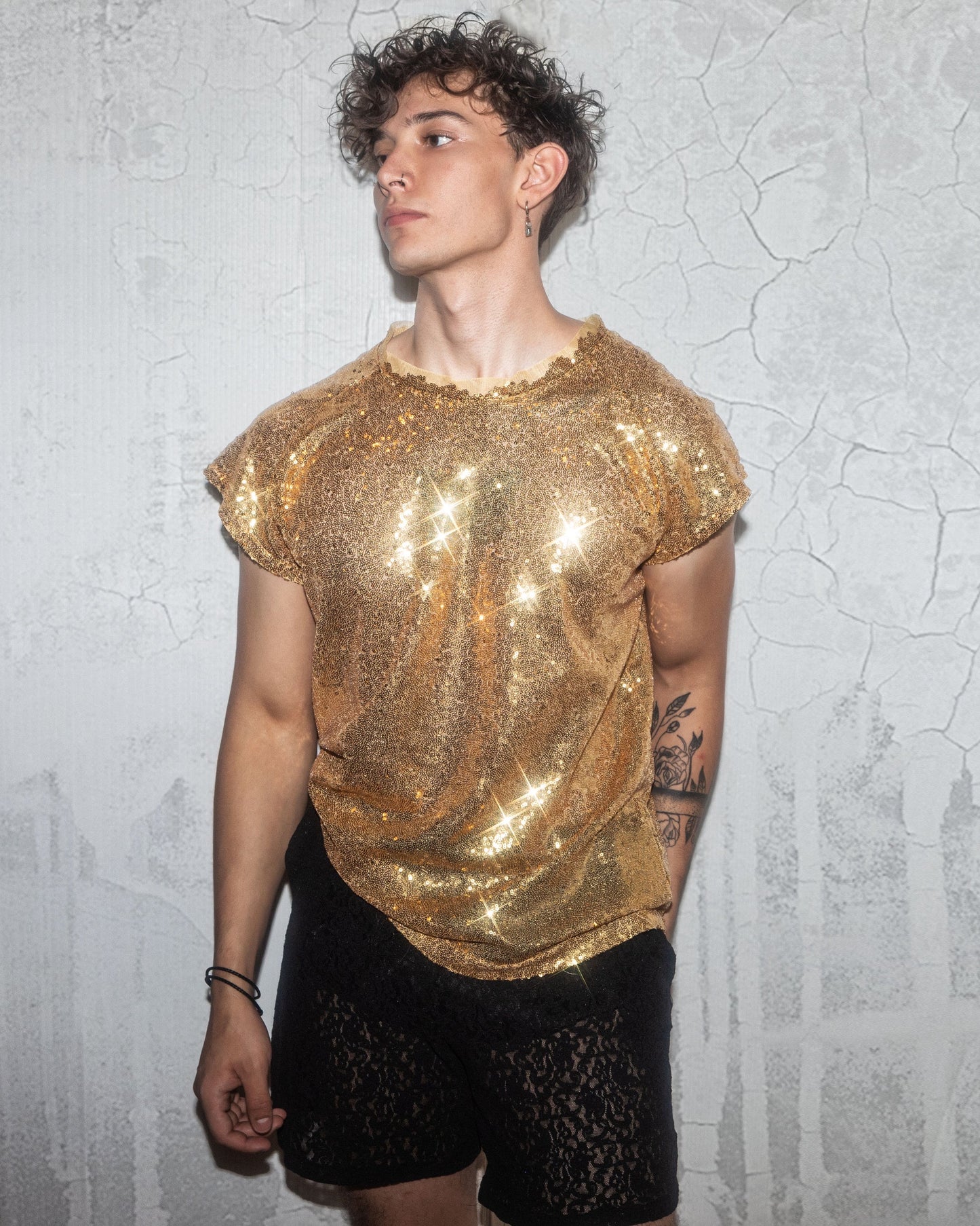 Men's Gold Sequin Shirt