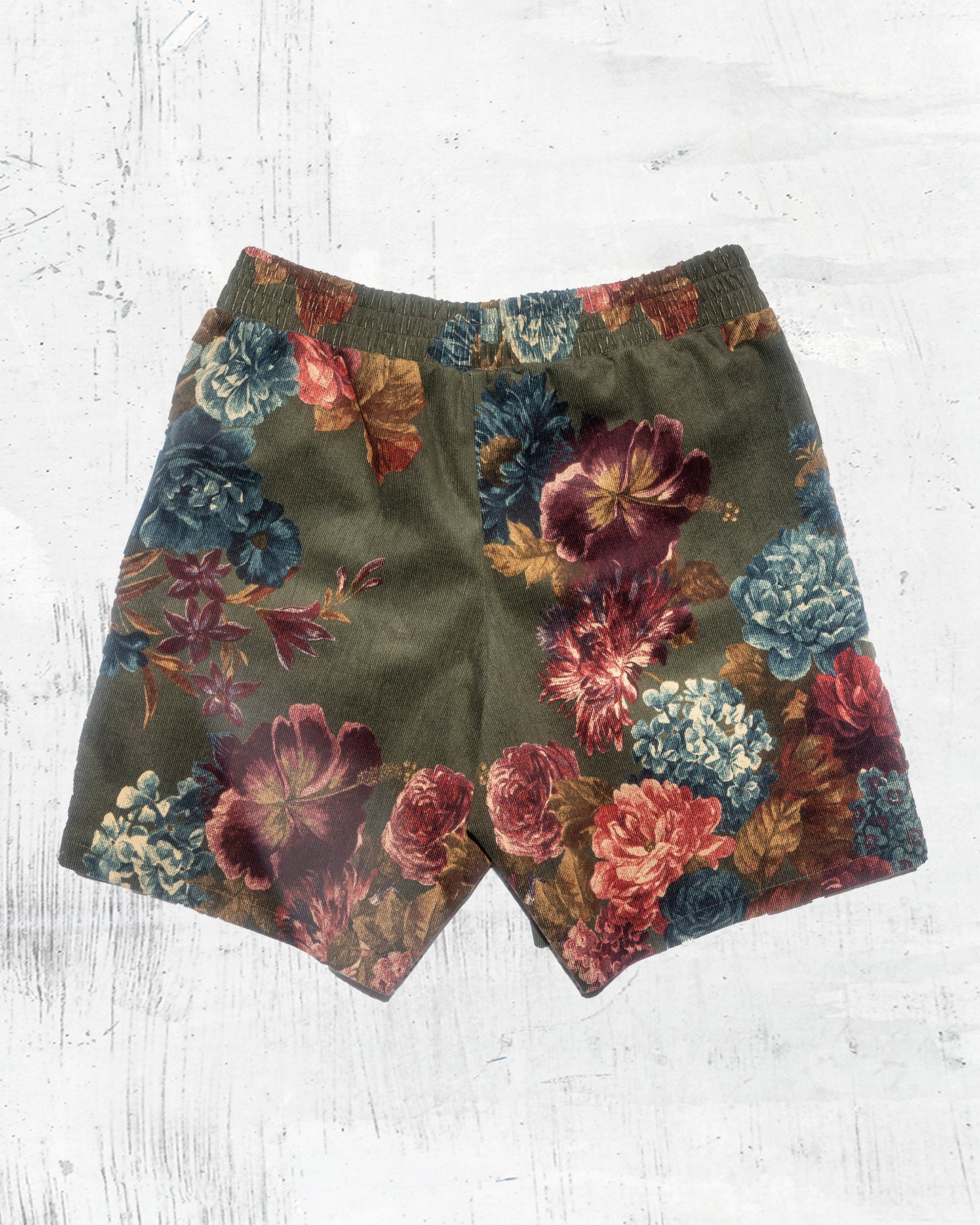 Men’s Floral Corduroy Shorts - Natural Fabric Retro Summer Style