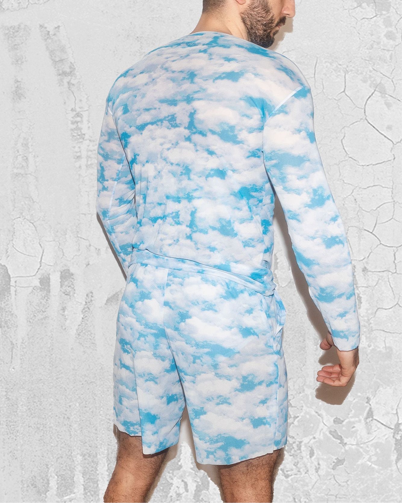 Men's Sky Clouds Pattern Mesh Shirt | Festival outfit