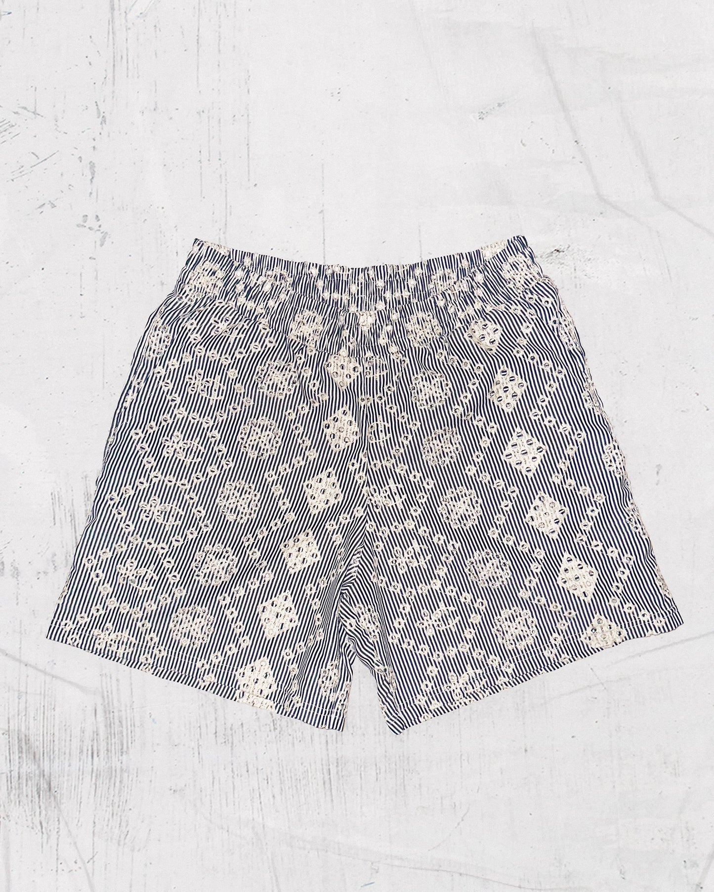 Men’s Embroidered Patterned Shorts | Striped Elegance