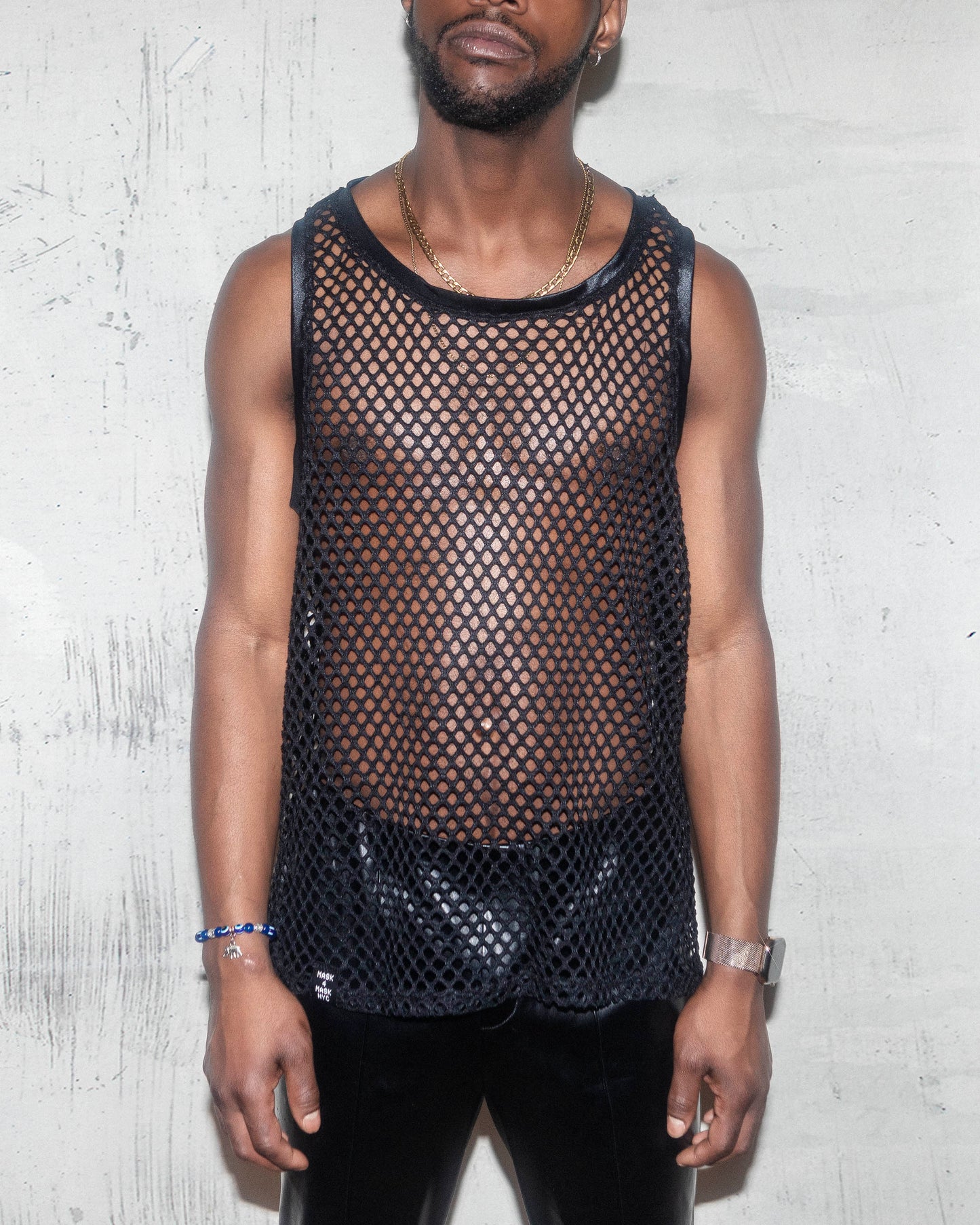 Black Fishnet Mesh Tank Top