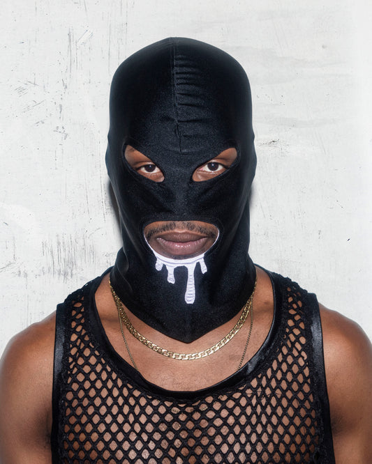 Black Drip-Style Balaclava Mask