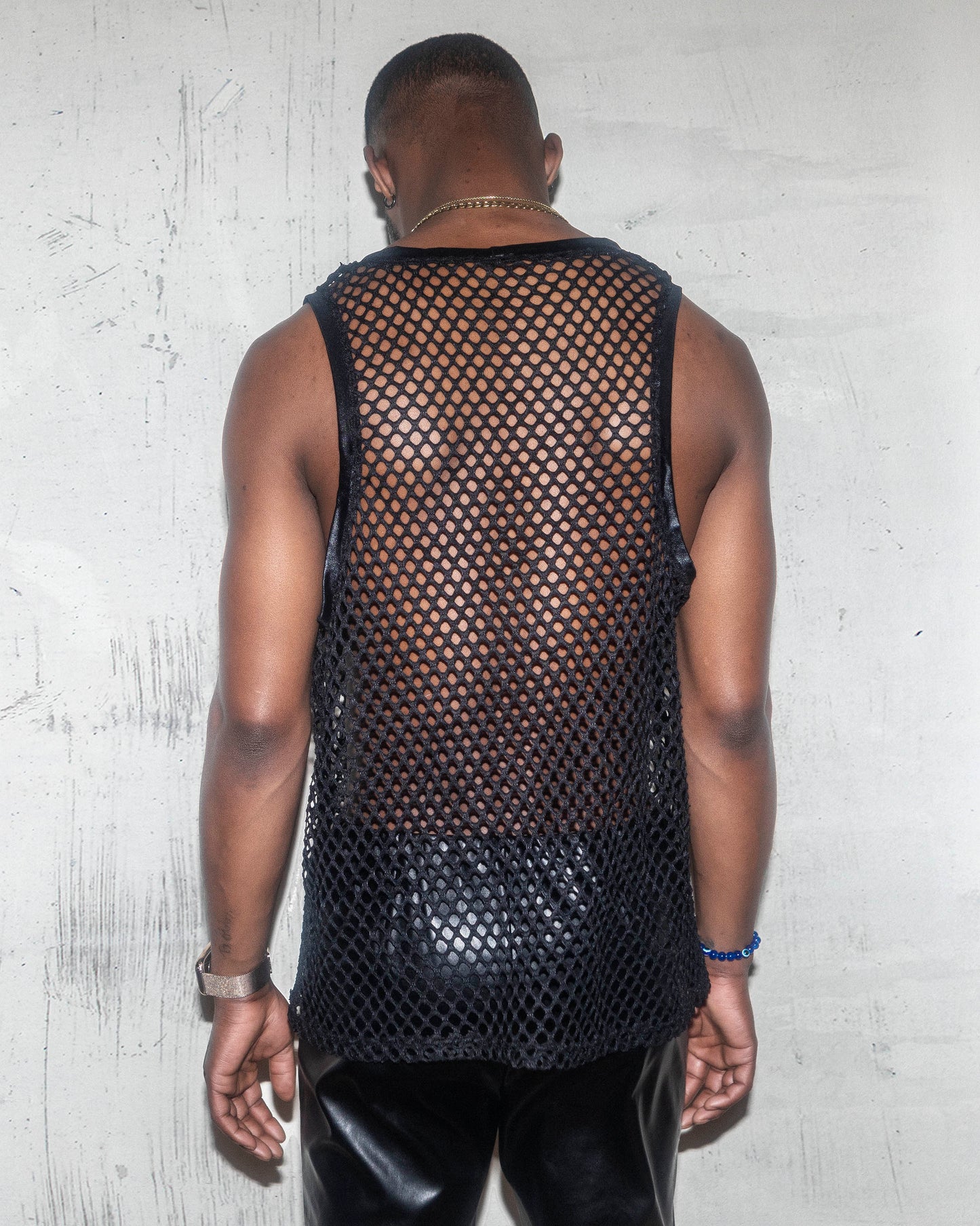 Black Fishnet Mesh Tank Top