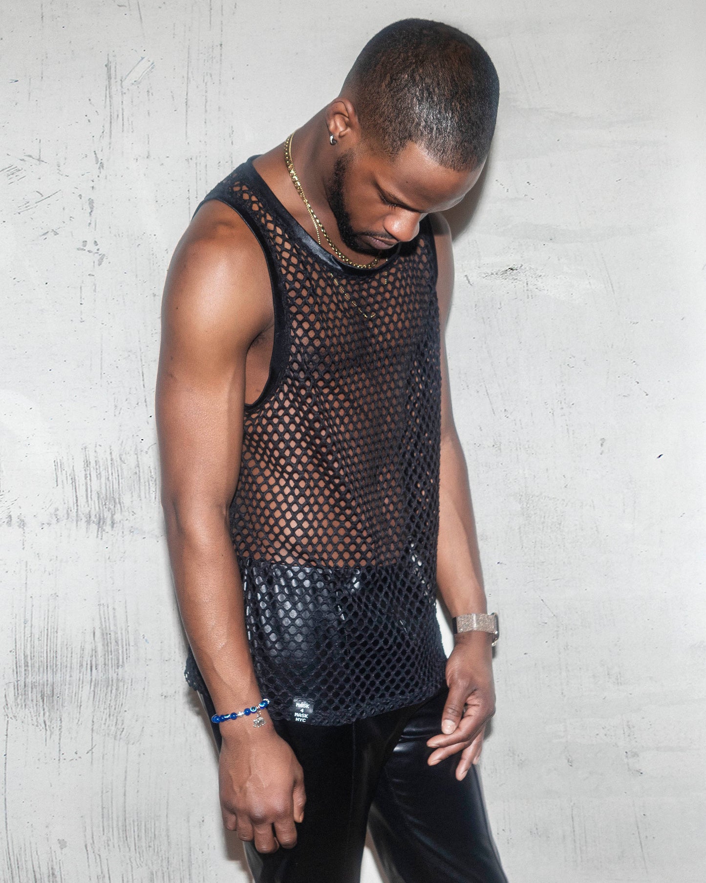 Black Fishnet Mesh Tank Top