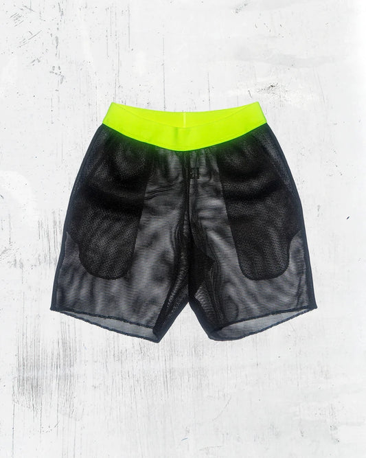 Vibrant Neon Elastic Fishnet Men's Shorts