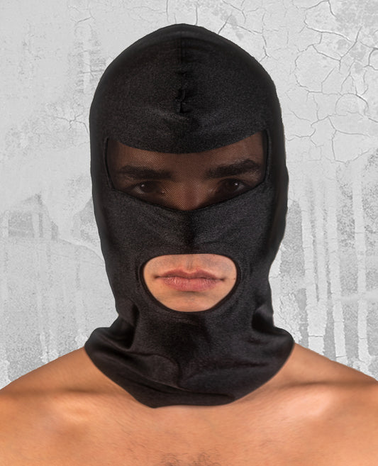 BALACLAVA Unisex Adult Eyes & Mouth Open Headgear Mask | Black with mash | 002