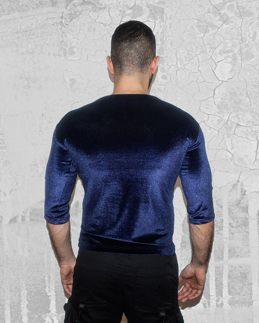 Mens Blue Velvet Shirt