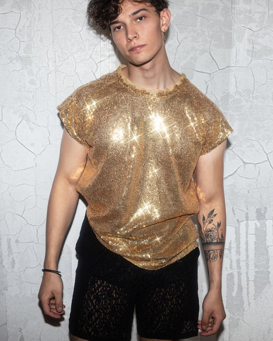 Men's Gold Sequin Shirt