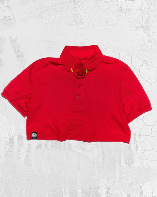 Men's Red Roses Crop Top Polo Shirt